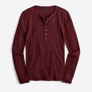J. Crew Pointelle Henley (M) - Maroon NEW